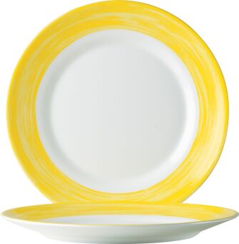 Teller BRUSH YELLOW flach rund Fahne, Ø 15,5 cm