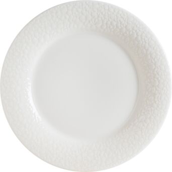 Teller MARLENA flach rund Fahne, Ø 28 cm, weiß mit Relief