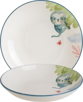 Teller MINIMEALS tief rund coup, Ø 23 cm, weiß mit Tiermotiv