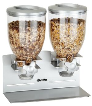 Cerealienspender 2-fach, 2 x 3,5 ltr., Stahlblech lackiert / Kunststoff 