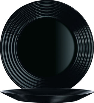 Teller HARENA BLACK flach rund Fahne, Ø 19 cm, schwarz