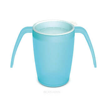 2-Henkel-Becher, 250 ml, PP türkis-transparent, BPA-frei