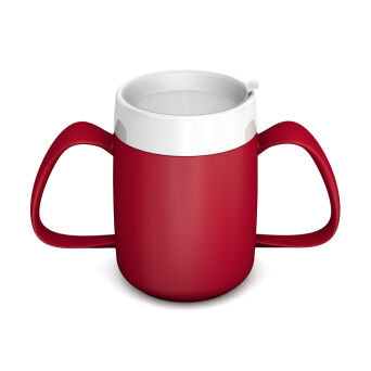2-Henkel-Becher mit Trink-Trick, 160 ml, PP rot/weiß, BPA-frei