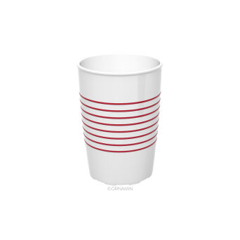 Becher mit Antirutsch-Trick Ringe, 250 ml, SAN-Kunststoff weiß/rot