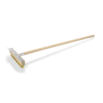 Reinigungsbürste mit Schaber, 105 cm lang, Holz / Messing