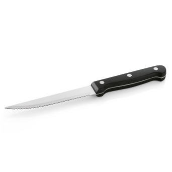 Steak-/ Pizzamesser, 21 cm lang, Edelstahl, Kunststoffgriff schwarz, genietet