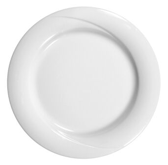 Teller LAGUNA flach rund Fahne, Ø 26 cm, weiß mit Relief