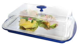 Thermo-Tablett-Set 6-teilig blau, 43 x 29 cm, Edelstahl/transparent