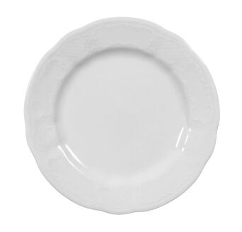 Teller SALZBURG flach rund Fahne , Ø 17 cm, weiss mit Relief