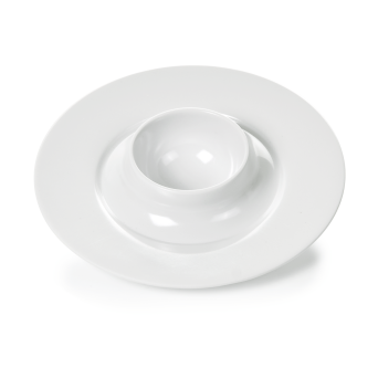 Eierbecher mit Ablage rund, Ø 11 cm, Melamin weiß