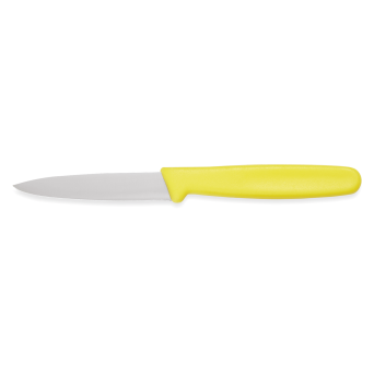 Schälmesser HACCP, 17,5 cm lang, Edelstahl, gelber Griff