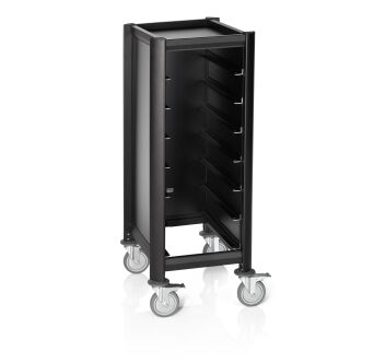 Tablettwagen MENSA BLACK Single GN 1/1, für 7 GN Tabletts, Alu/MDF, schwarz