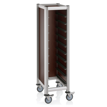 Tablettwagen MENSA Single GN 1/1, für 10 GN Tabletts, Alu/MDF, Holzoptik