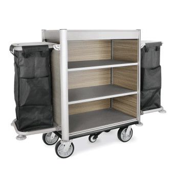 Zimmerservicewagen HEIDI, 190 x 65 cm, Aluminium / dunkle Holzoptik