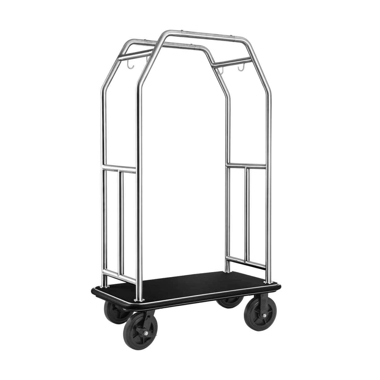 Gepäckwagen TRAVELLER, 112 x 60 cm, Edelstahl 18/8 gebürstet, schwarzer Teppich
